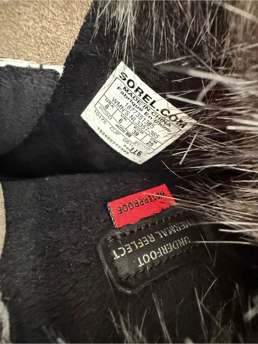 Sorel Joan of arctic Next Women size 8 sage  and Brown Faux-Fur Winter Boots